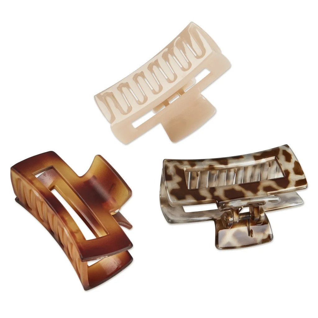 Scunci Open Cut Rectangular Claw Clip, Multicolor, 3 Count | Walmart (US)