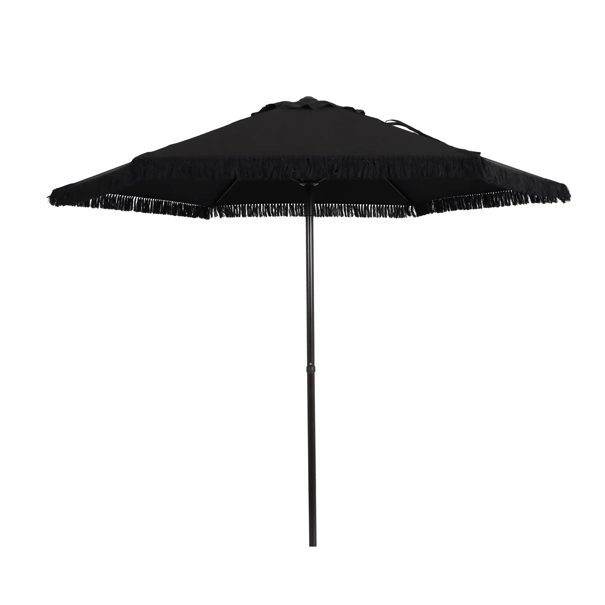 Better Homes & Gardens Outdoor 7.5' Black Ventura Fringe Round Push-up Premium Patio Umbrella | Walmart (US)