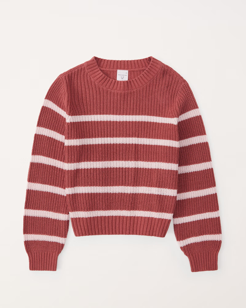 abercrombie kids girls pattern crewneck sweater in pink stripe - size 15/16 | Abercrombie & Fitch (US)