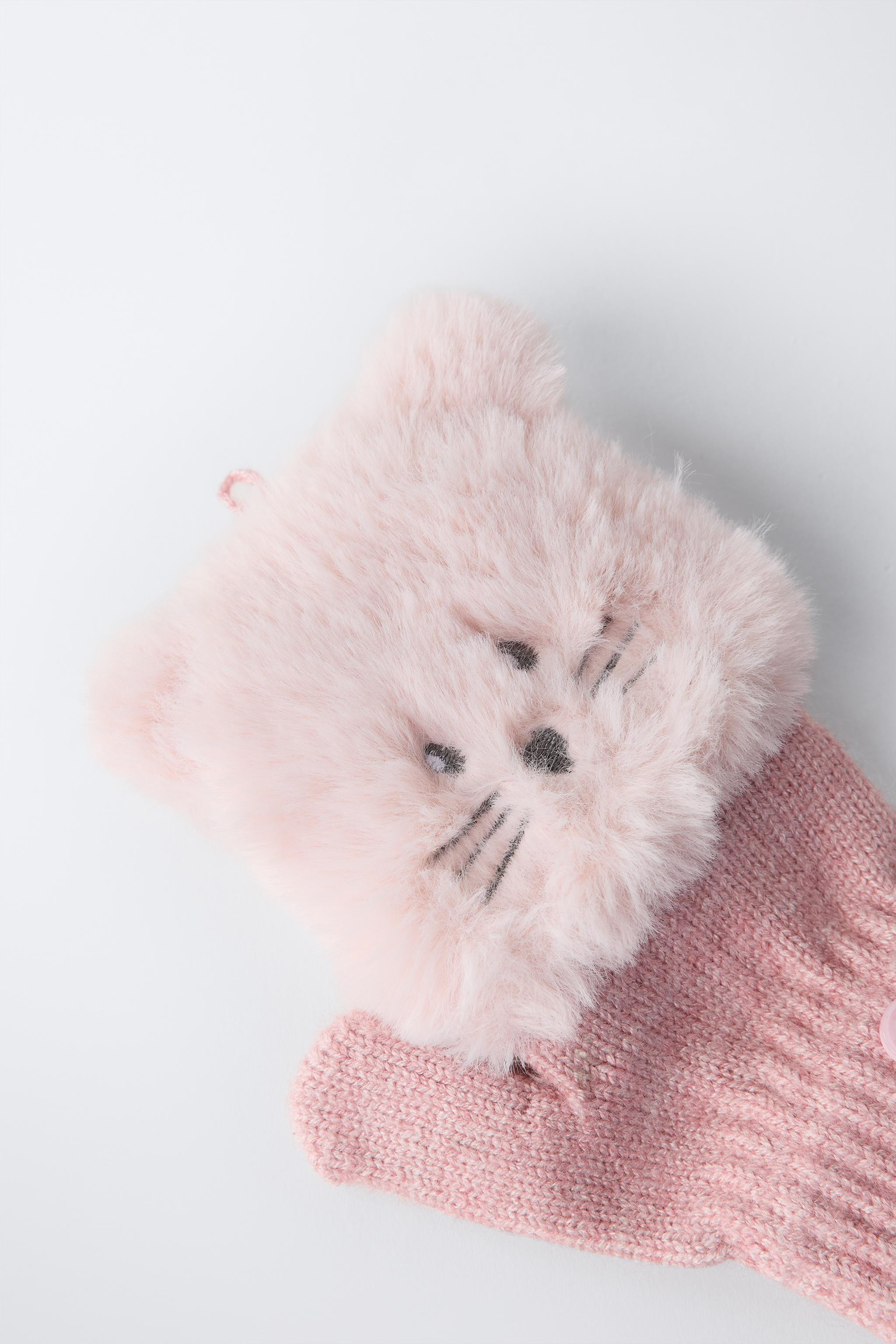 MOUSE EAR FAUX FUR MITTEN GLOVES | Zara US