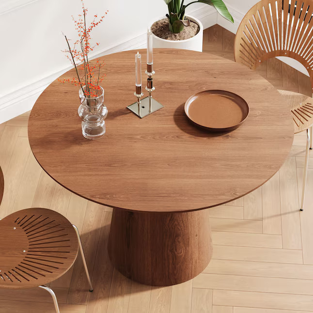 Vynxaria  43 inch Wooden Circular Dining Table  Modern Minimalist Round Table with Natural Wood G... | Lowe's