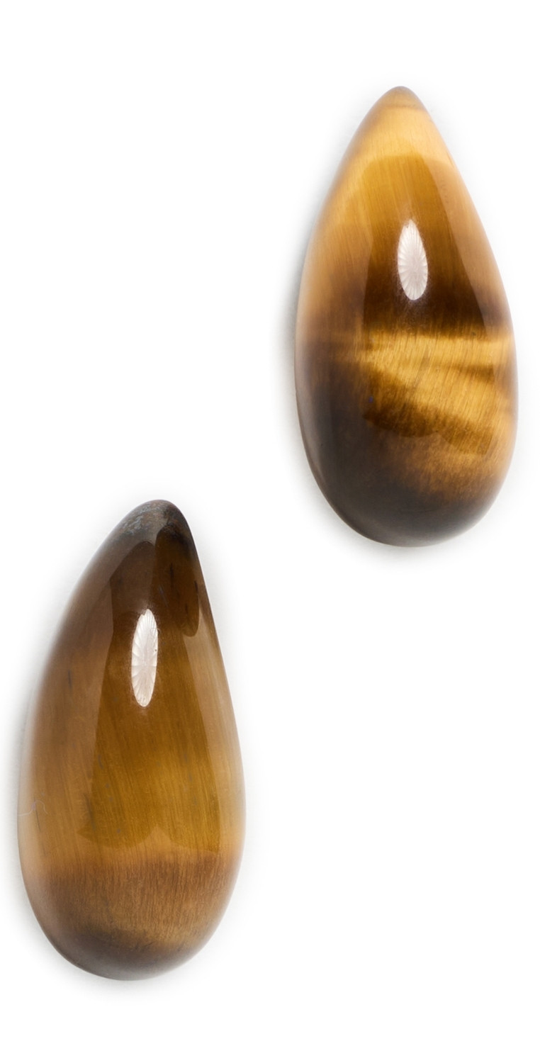 SHASHI Hand Carved Gemstone Drop Earrings Tiger Eye One Size | Shopbop
