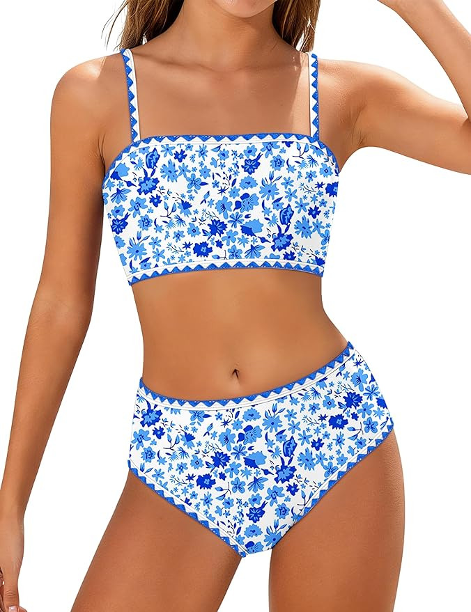 Girls Swimsuit Adjustable Shoulder Straps with Chest Pad Bikini with Cover Up Skirt 3 Piece Bathi... | Amazon (US)