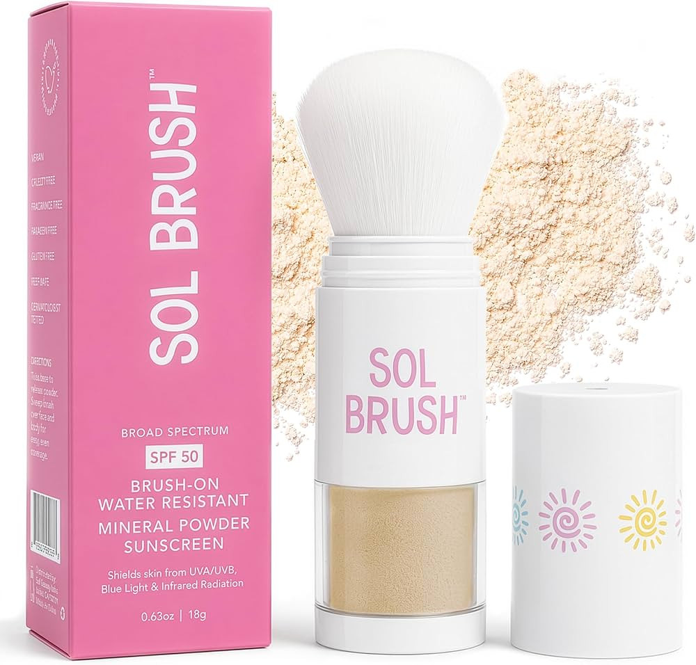 SPF 50 Mineral Sunscreen Powder, Broad Spectrum UVA/UVB Protection Sunscreen, Mess Free Brush On ... | Amazon (US)