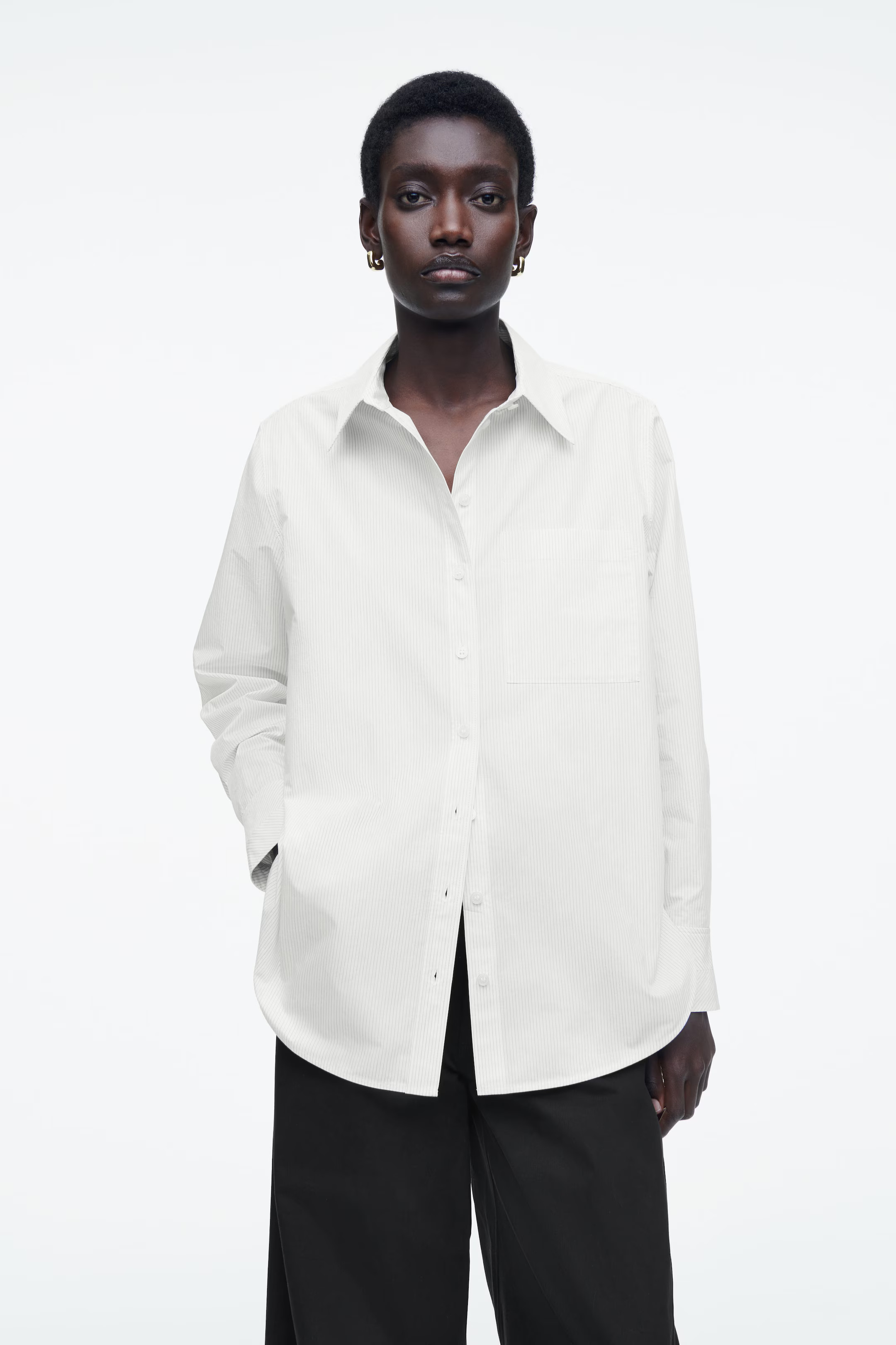 TAILORED PIMA COTTON SHIRT - IVORY / PINSTRIPED | COS (EU)