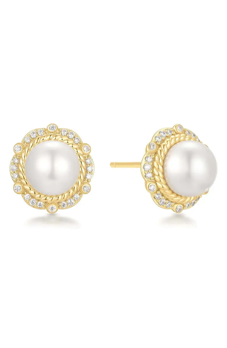 Faux Pearl & Pavé Button Earrings | Nordstrom