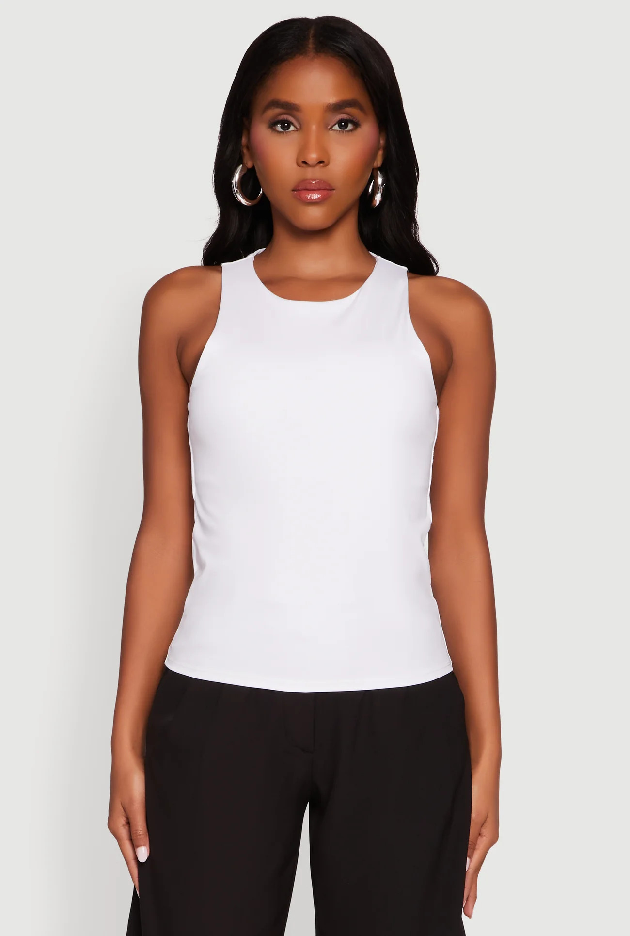 High Neck Shelf Bra Racerback Tank Top | Rainbow Shops