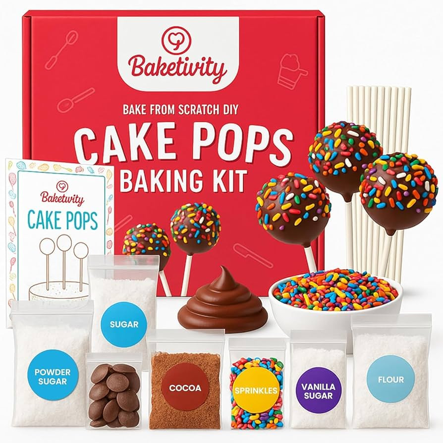 Baketivity DIY Cake Pop Baking Kit for Kids - Premeasured Ingredients, Decorating Supplies | Amazon (US)