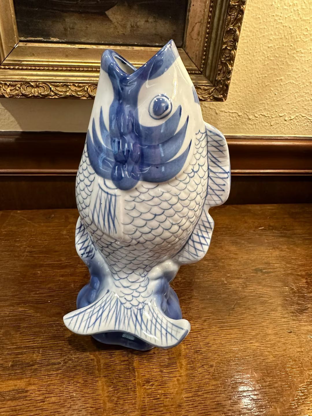 Blue and White Fish Vase - Etsy | Etsy (US)