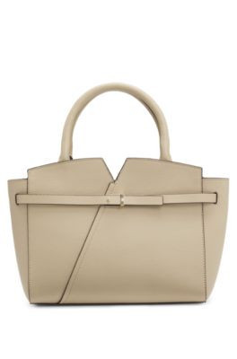 BOSS REVERS small leather tote bag with belt detail - Light Beige Women's Tote Bags size pcs. | Hugo Boss (US)