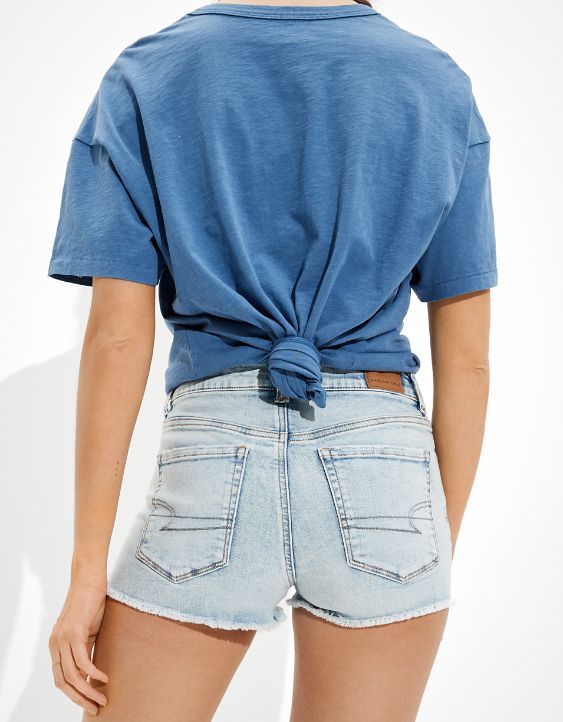 AE Ne(x)t Level High-Waisted Denim Short Short | American Eagle Outfitters (US & CA)