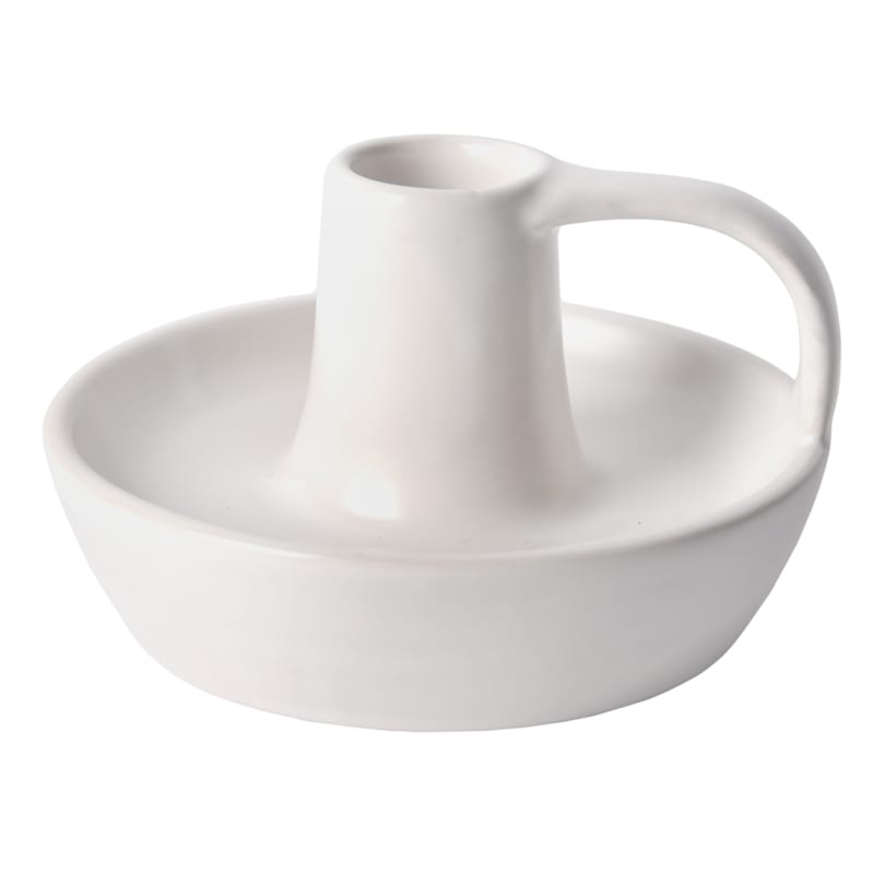 White Ceramic Candle Holder, 2.6" | At Home
