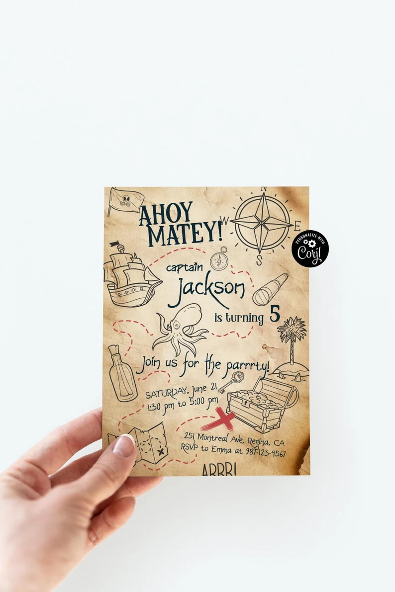 Editable Pirate Invitation Pirate Birthday Invitation Pirate Invite Pirates Themed Template Pirat... | Etsy (Global)