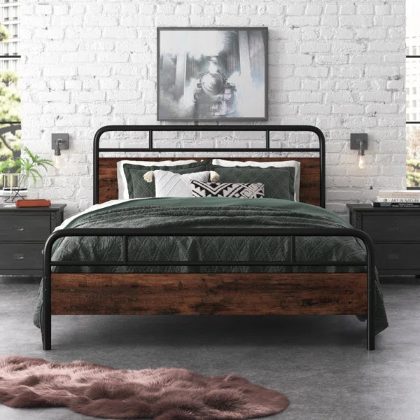 Milligan Solid Wood Bed Frame with Black Slats | Wayfair North America