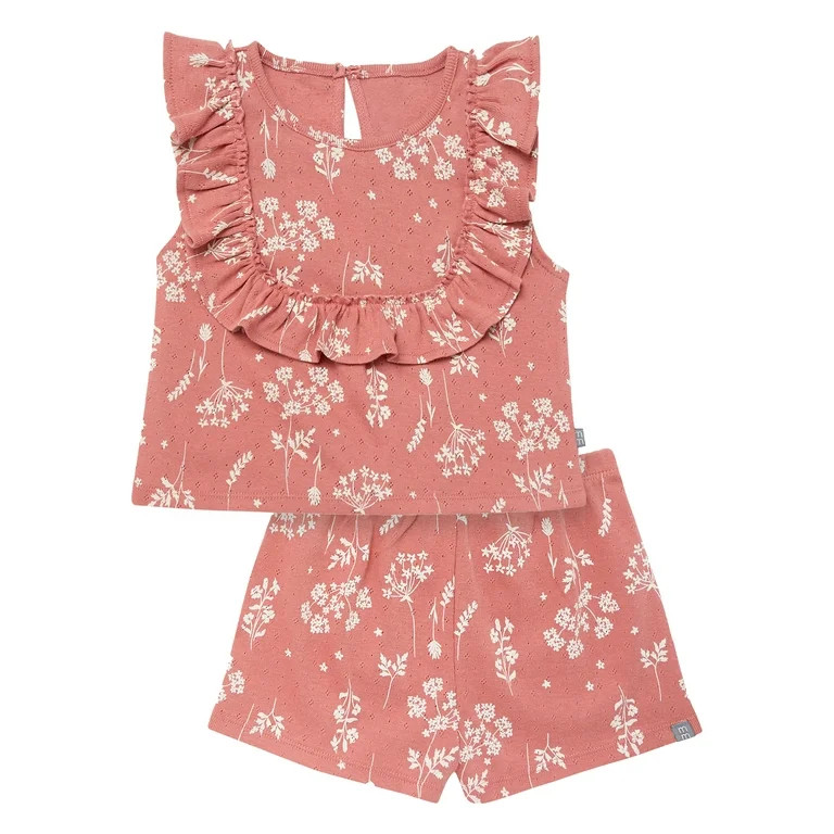 Modern Moments by Gerber Toddler Girl Rounded Ruffle Top and Short Set, 2-Piece, Sizes 12M-5T | Walmart (US)