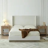 DRNANLIT Hale Cream White Boucle Upholstered Wingback Queen Bed Frame, 51.1" Tall Headboard, Box ... | Walmart (US)