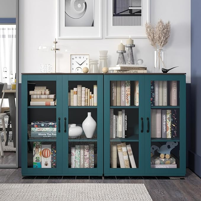 Vrullu Classic Teal Free Standing Storage Cabinet for Living Room, Hallway, Entryway, Dining Room... | Amazon (US)