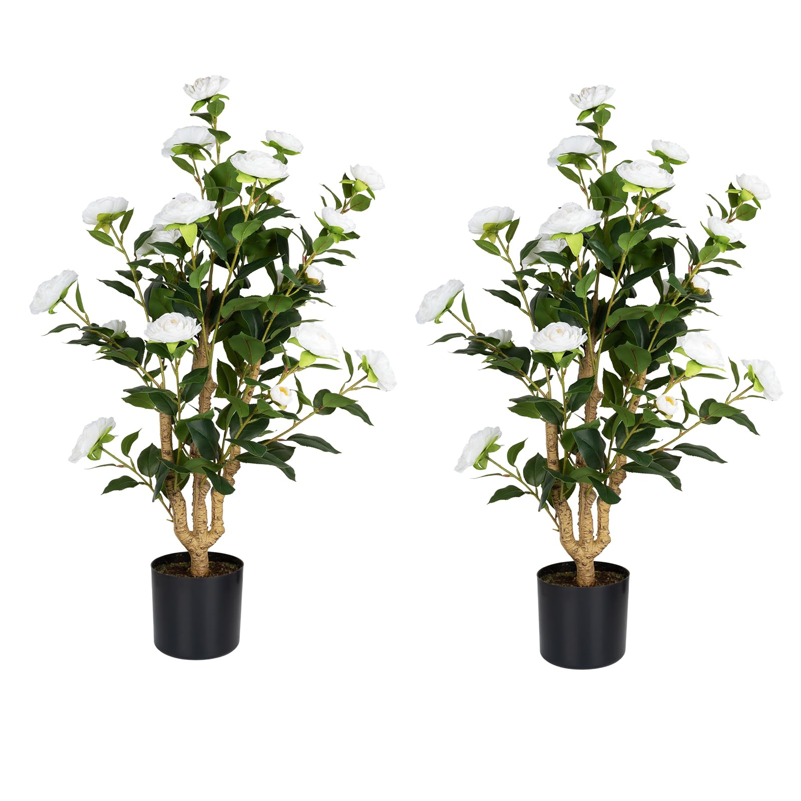 Romantic Season 2Pack Artificial Camellia Tree 3FT, White Faux Camellia Plant Fake Potted Camelli... | Amazon (US)