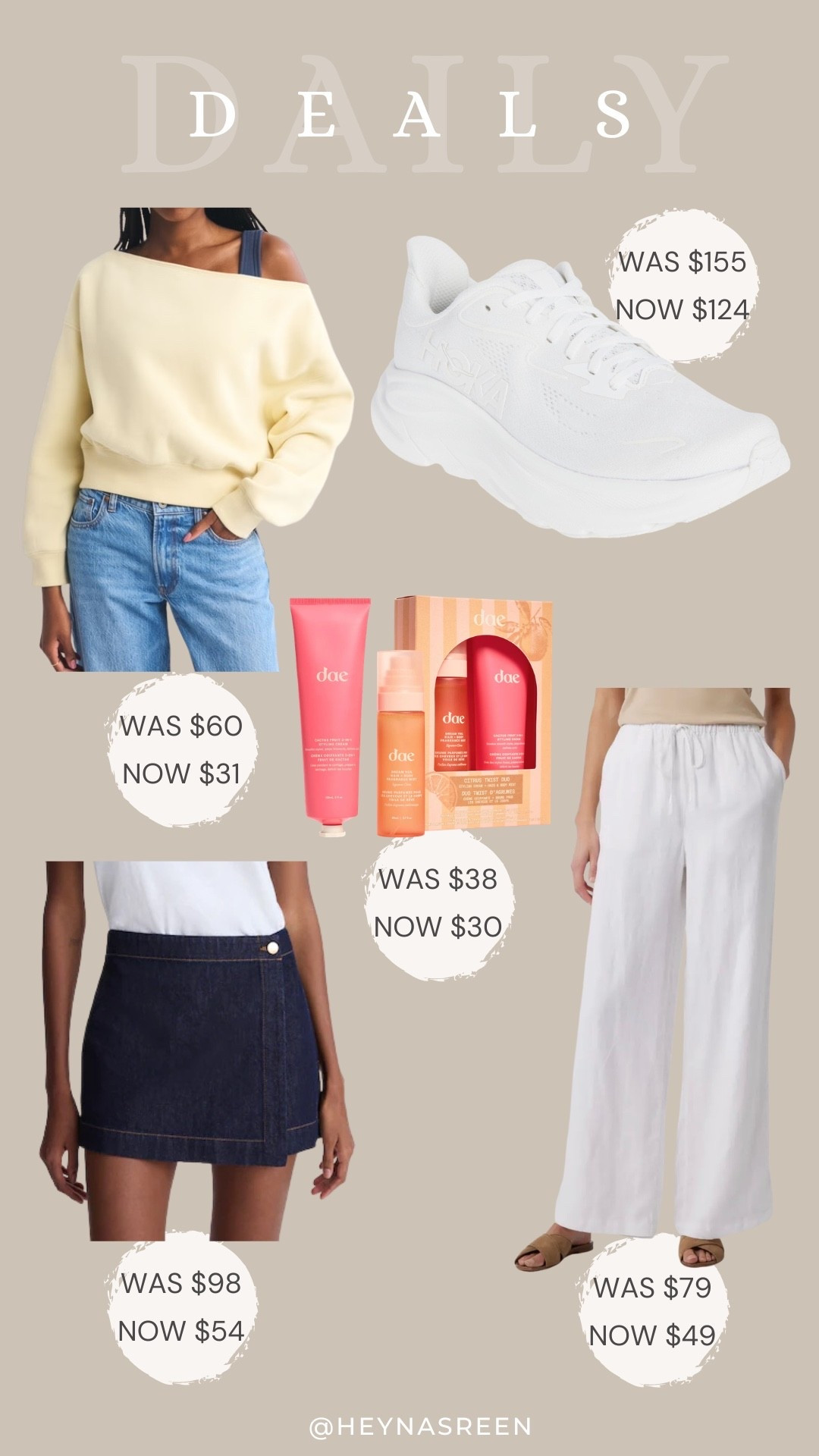 Daily deals on Abercrombie sweatshirt, Hoka tennis shoes, Caslon linen pants, Madewell skirt