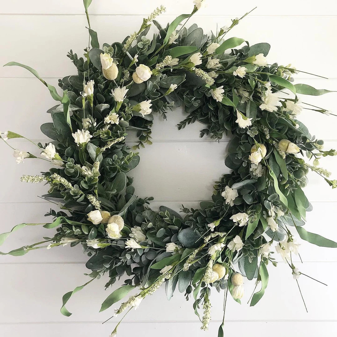 Winter Wild Flower Wreath Winter Greenery Wreath Farmhouse - Etsy | Etsy (US)