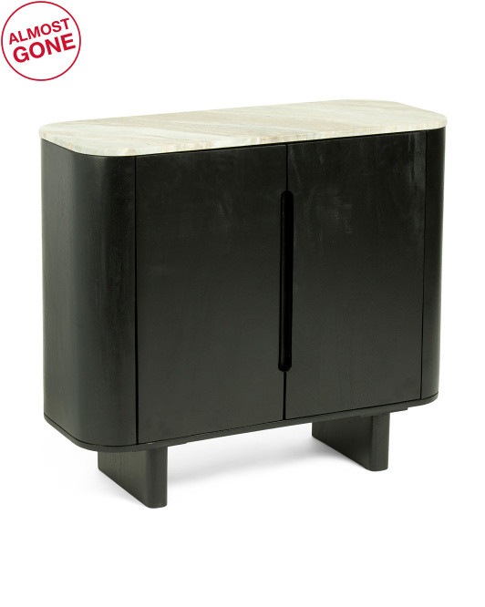 36x14x32 Marble Top Mango Wood  2 Door Cabinet | TJ Maxx