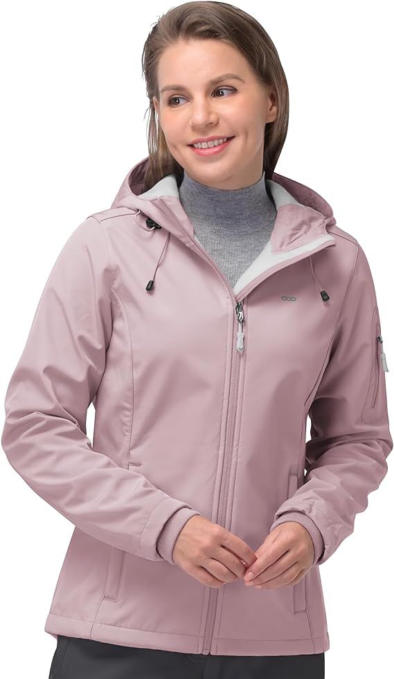 33,000ft Women's Softshell Jacket, Fleece Lined Warm Jacket Light Hooded Windproof Coat for Outdo... | Amazon (US)