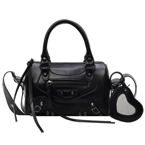 Ruofuna Y2K Purse and Handbag Trendy 2024 Retro Rivet Crossbody Bag Small PU Leather Shoulder Bag Cute Studded Punk Purses Boston Bag,Black | Amazon (US)