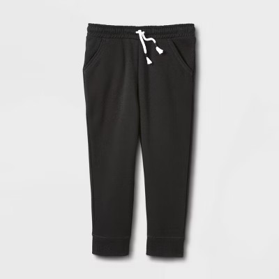 Toddler Girls' Solid Fleece Jogger Pants - Cat & Jack™ Black 12M | Target