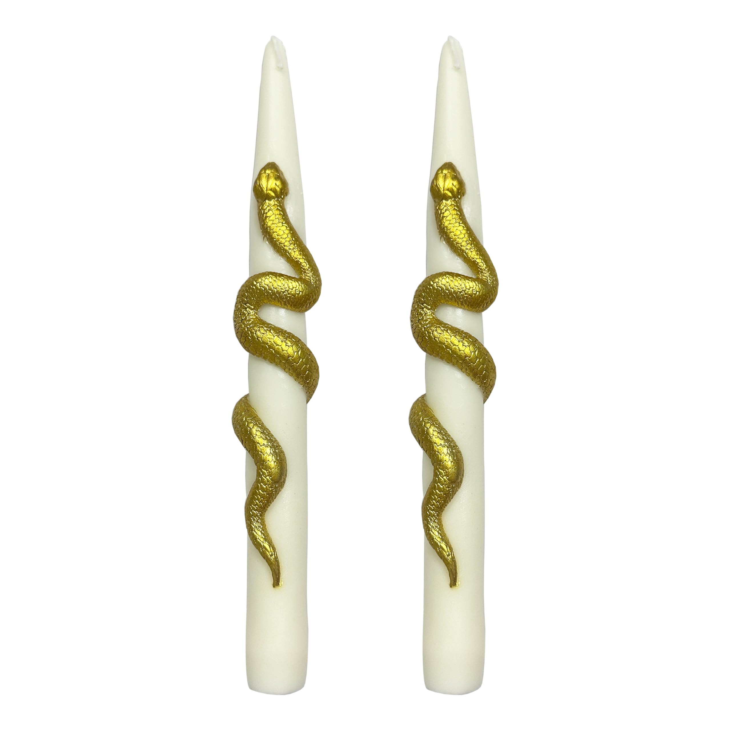 2PCS 9inch Gold Snake White Taper Candles, Pear & Orchid Scent Candle, Long Tall Tapered Candlest... | Amazon (US)