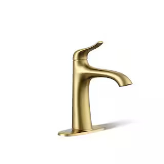 Easmor Single-Handle Single Hole Bathroom Faucet in Vibrant Brushed Moderne Brass | The Home Depot