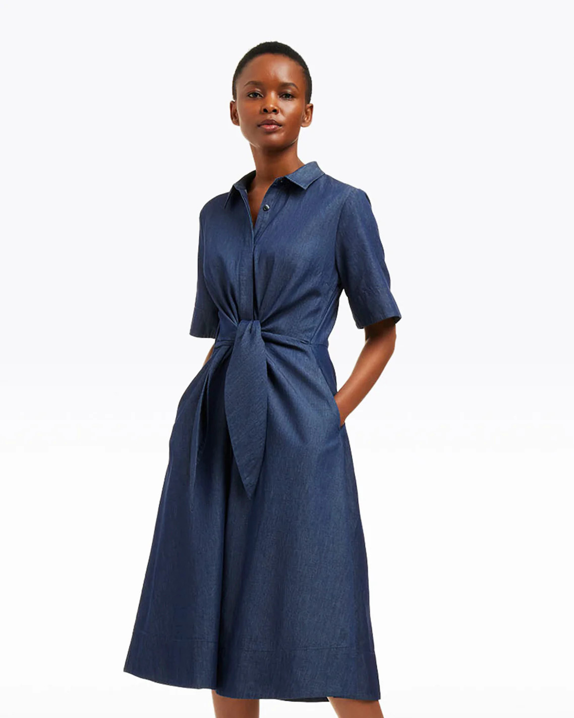 Riley Midi Shirtdress in Chambray | Draper James (US)