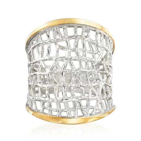 Ross-Simons Sterling Silver and 14kt Yellow Gold Free-Form Lattice Ring | Walmart (US)