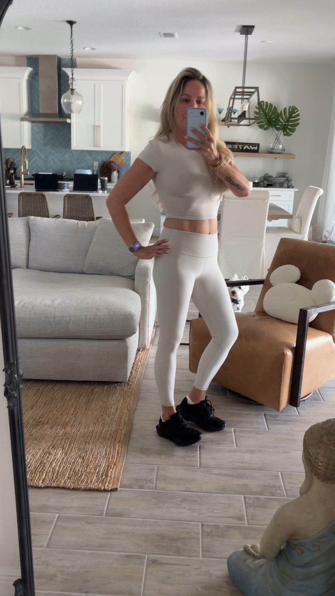 Ready for today’s Alo Wellness workout! I was invited to a challenge through AloAccess! I loved the new Bone color drop I showed ya’ll the other day I decided to add the Alosoft Crop Finesse tee to my collection! The tee is XS, leggings & sports bra are a small and Alo runners are 7.5. The leggings performed perfectly for a heavy leg day!  Also hubs found me the cutest new Yeti in a purple Moon Dust color & I’m obsessed 🤩 

#LTKOver40 #LTKActive #LTKStyleTip