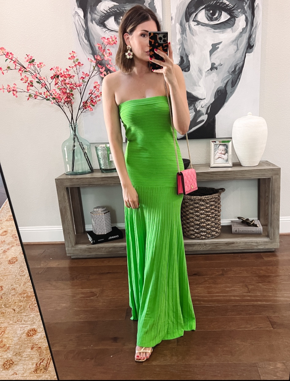 arlo tube dress in electric green line & dot wearandwhenblog on LTK ohcici