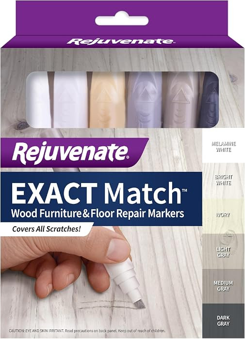 Rejuvenate Exact Match Wood Furniture & Floor Repair Markers, 6 Count, White/Gray Markers Cover A... | Amazon (US)