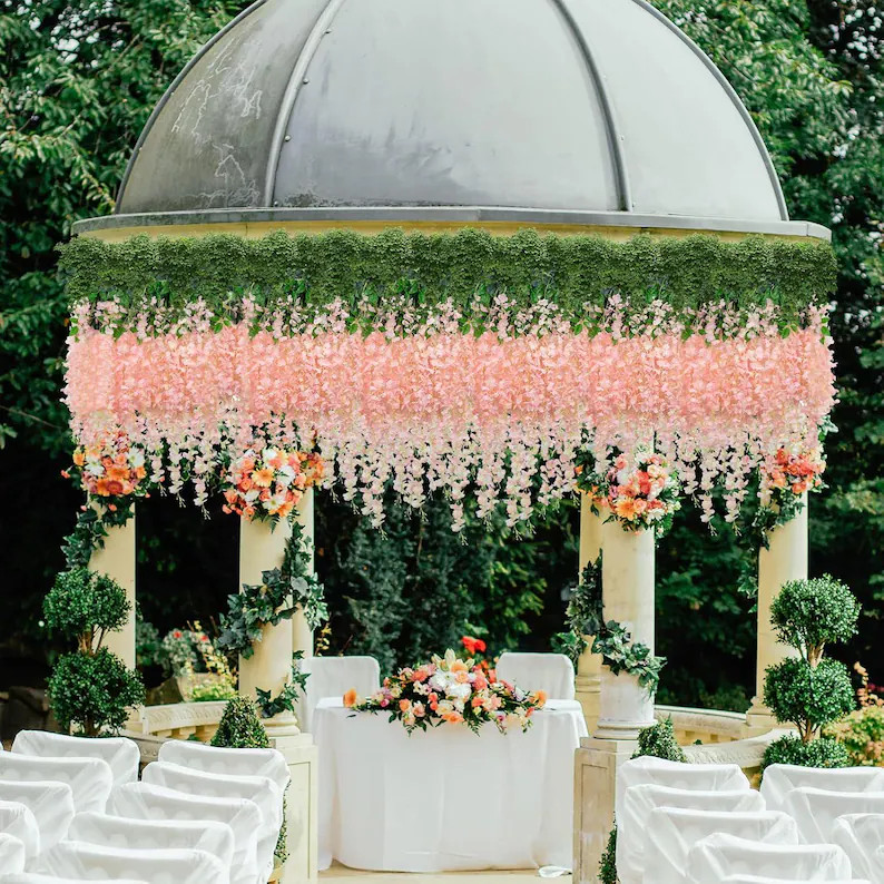 12pcs Artificial Wisteria Garland – Hanging Silk Flower Vines for Wedding Arch, Backdrop, Party... | Etsy (US)