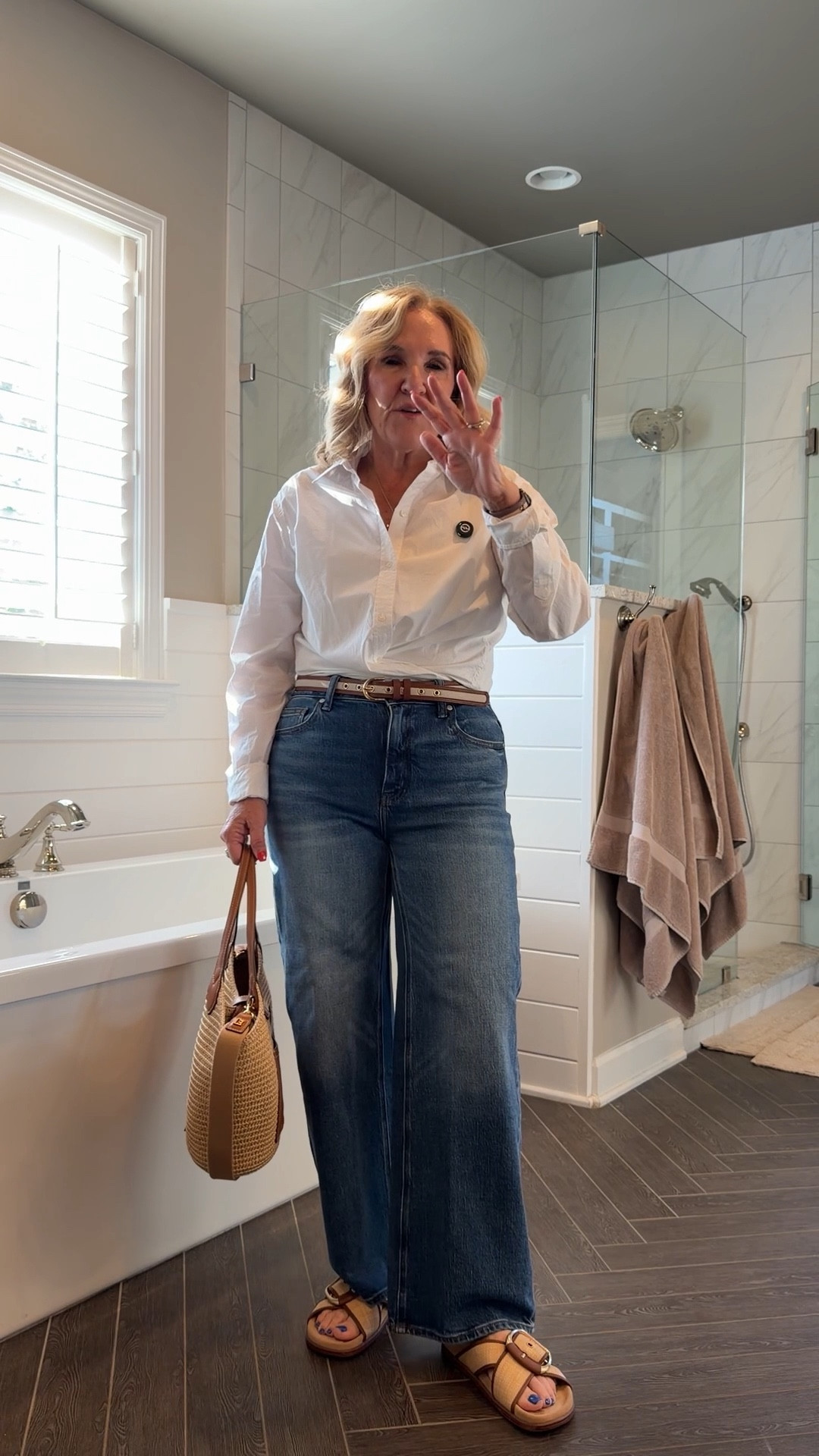 Tap the 🔔 and ❤️ this post! 
It’ll help you navigate back!! Jeans size 29 waist 28 inseam restocked 
Poplin blouse medium is a relaxed fit 
10% off my bag code NANETTE
20% off my necklaces code TAKE20

#LTKootd #LTKgrwm #LTKOver40

#LTKootd #LTKOver40 #LTKPetite