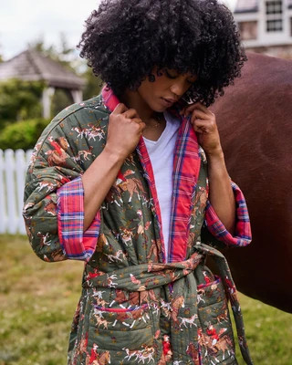 Cotton Robe in | Women's S/M | Green | | Sleepwear | Printfresh