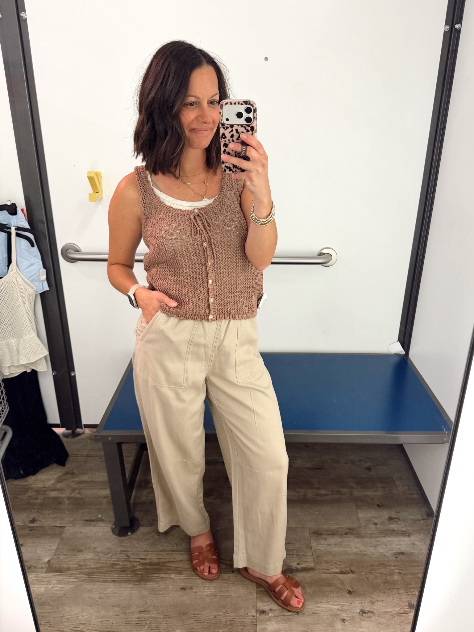 Crochet vest! 50% off today! Barrel khaki pants run big - top runs tts.



#LTKmomlife #LTKOver40 #LTKootd