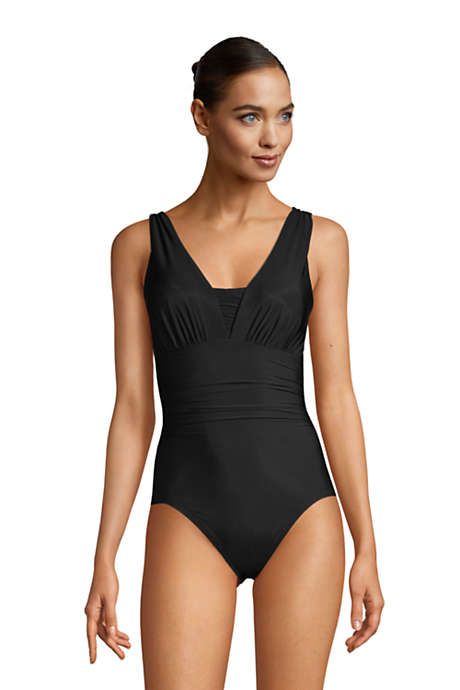 Women's Slender Grecian Tummy Control Chlorine Resistant One Piece Swimsuit | Lands' End (US)