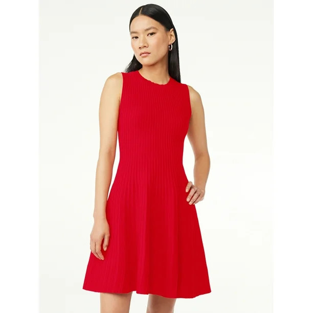 Scoop Women's Striped Mini Sweater Dress, Sizes XS-XXL | Walmart (US)