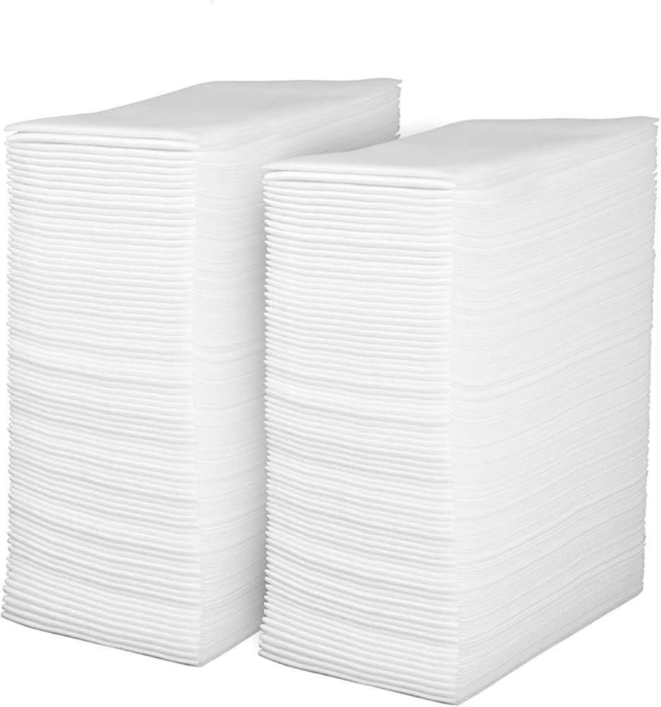 Linen Feel Disposable Guest Towels - Cloth Like White Paper Hand Napkins 200 Pack - Highly Absorbent | Amazon (US)