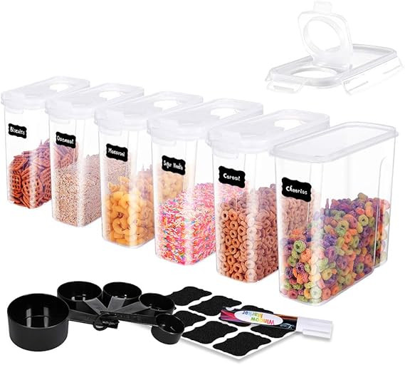 ME.FAN Medium Cereal Storage Containers [Set of 6] Airtight Food Storage Containers 2.5L(85.4oz) ... | Amazon (US)