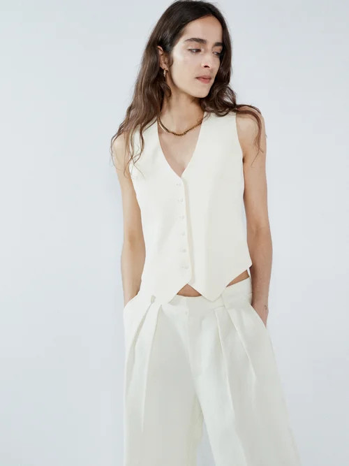 Raey - Single-breasted Wool-twill Waistcoat - Womens - Ivory | Matches (UK)