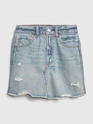 Kids High-Rise Destructed Denim Skirt | Gap (US)