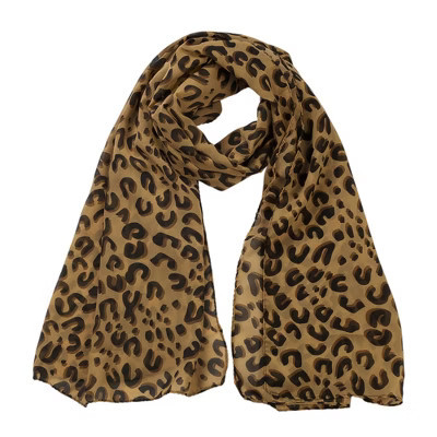 INSPIRE CHIC Women's Leopard Cheetah Animal Bow-knot Print Chiffon Fashion Scarf 162 x 71cm/63 3/4 x 28 inches (L*W) Black Brown | Target