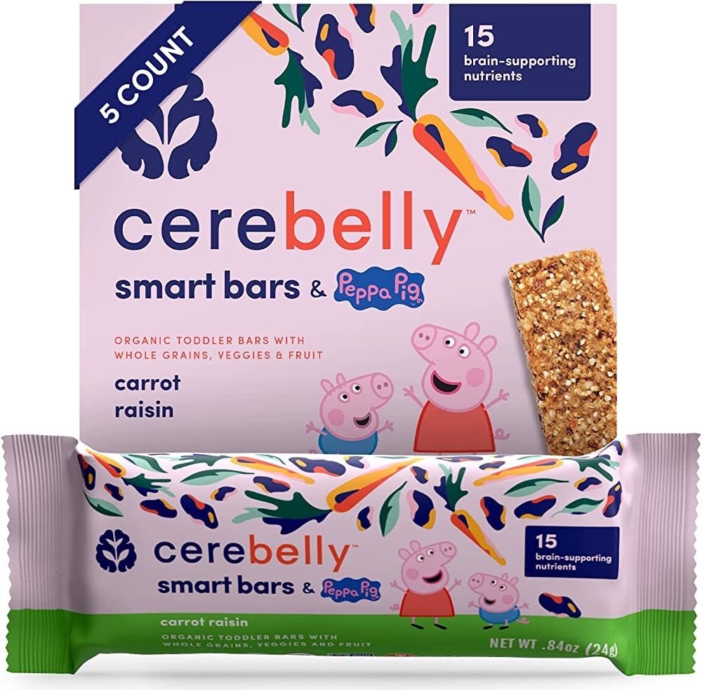 Cerebelly Toddler Snack Bars – Peppa Pig Carrot Raisin (Pack of 5), Healthy & Organic Whole Gra... | Amazon (US)