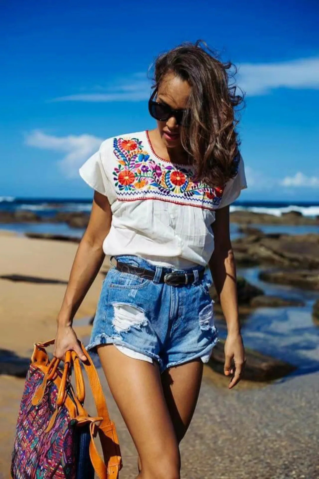 Traditional Handmade Embrodery Mexican Blouse - Etsy | Etsy (US)