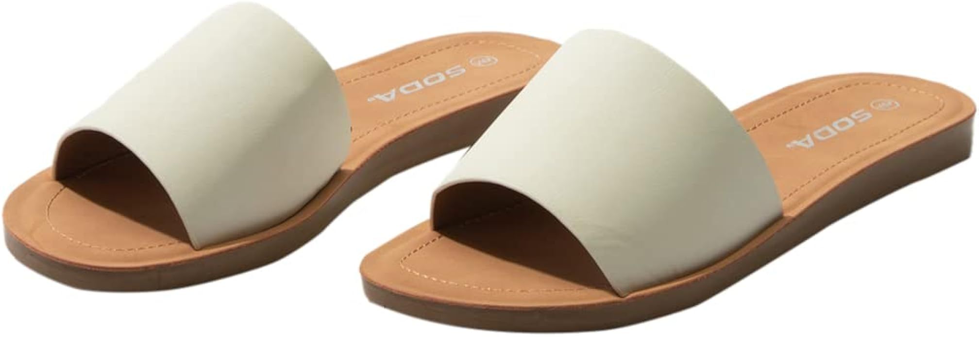 Amazon.com | Soda Shoes Women Flip Flops Basic Plain Slippers Slip On Sandals Slides Casual Peep ... | Amazon (US)