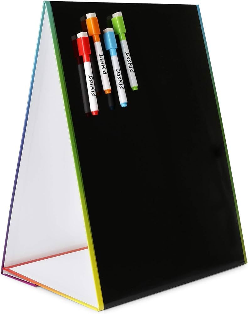 Tabletop Magnetic Easel & Blackboard with Chalkboard Design (2 Sides) 16 X 12.5” Includes: 4 Ch... | Amazon (US)